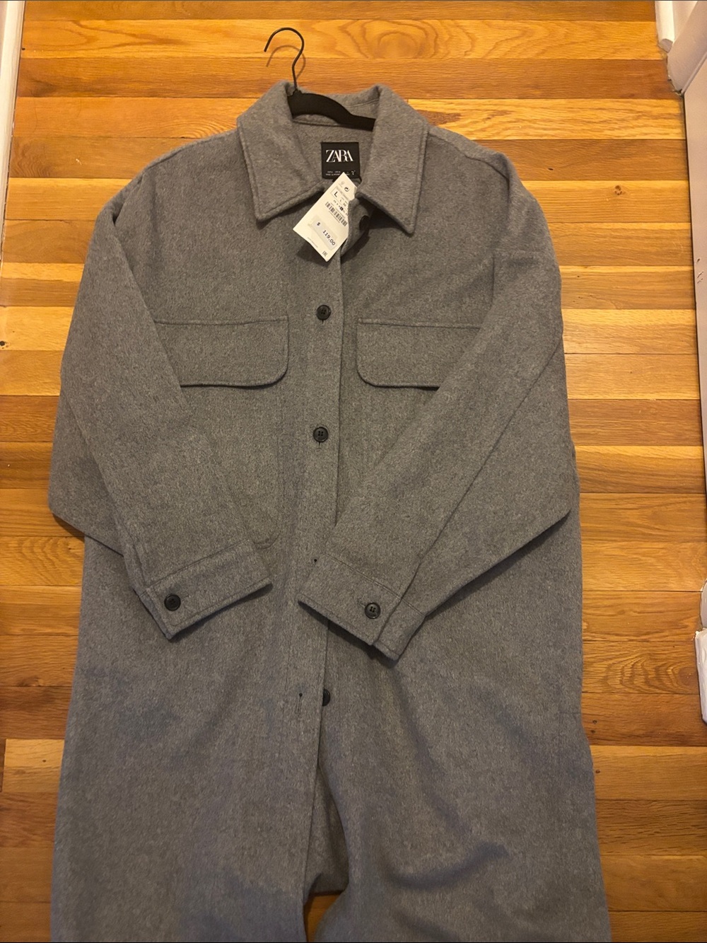 NWT ZARA women’s Gray Wool-Blend Overcoat